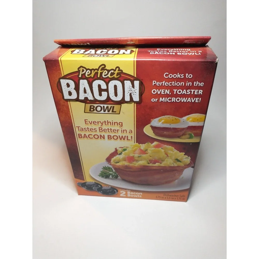 As Seen On TV Perfect Bacon Bowl 2 Bowls Included Dishwasher Safe New in Box